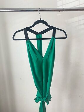 ASOS Emerald Green V-Neck Backless Top with Black Strap